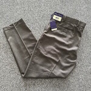 Alan Flusser Dress Pants Mens Size 42 x‎ 30 Brown Stretch Classic Fit Flat Front